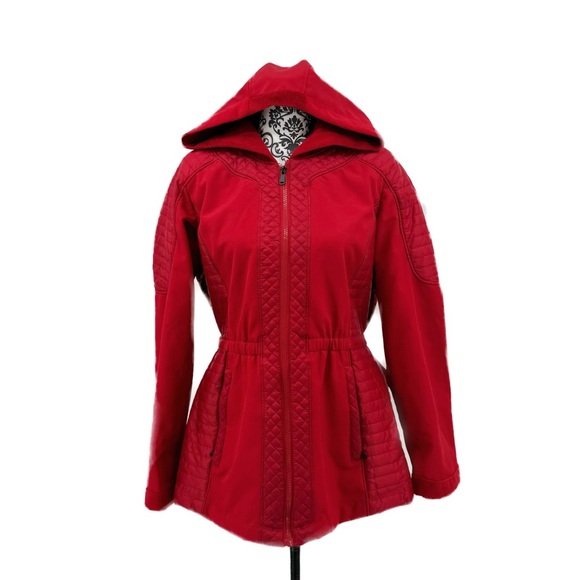 Jones New York Red Outerwear Faux Fur Hooded Mixed Media Velour Pile Coat - $180 - Picture 7 of 13